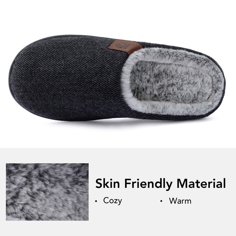 ULTRAIDEAS Casual Slippers for Men, Slip On Men's Slippers with Memory Foam & Rubber Sole Indoor (Knit Dark Grey, Size 11-12) - Image 4