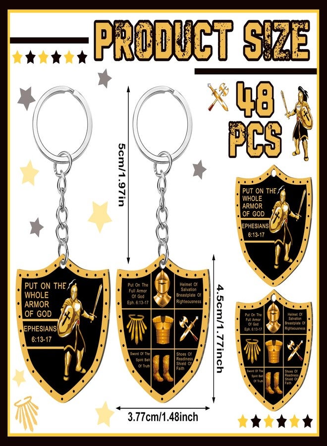 Sureio Christian Put on The Whole Armor of God Religious Christmas Gifts for Men Bulk Keychain Military Knight Favor Gift(48 Pcs,Armor) - Image 2