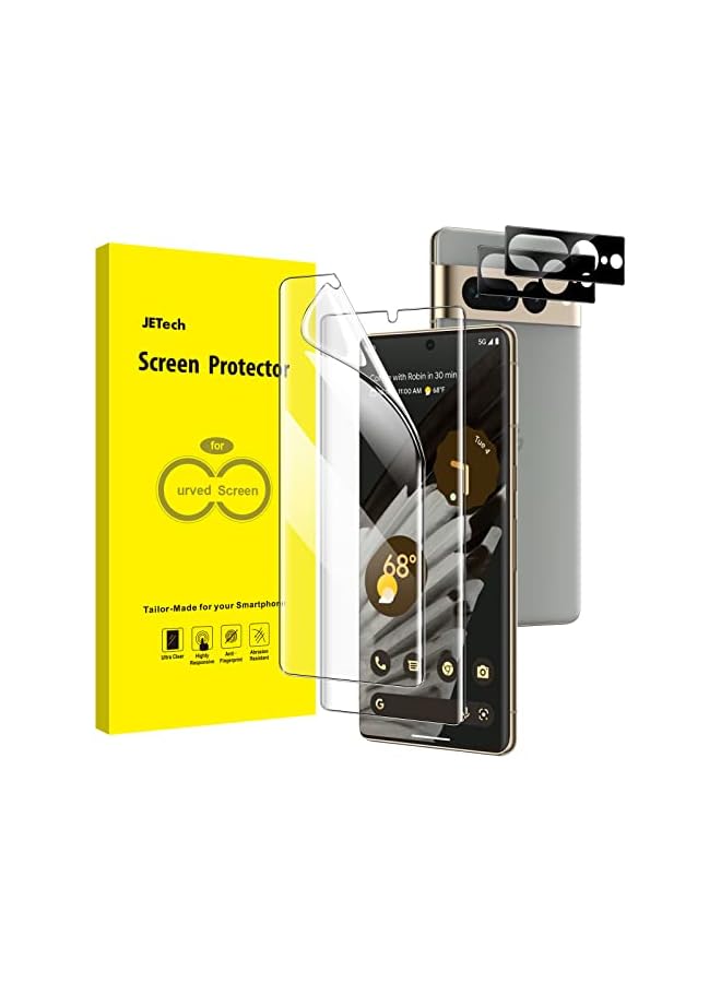 Jetech Screen Protector for Google Pixel 7 Pro with Camera Lens Protector, Flexible TPU Film, Fingerprint ID Compatible, HD Clear, Easy Install, 2-Pack Each - Image 1