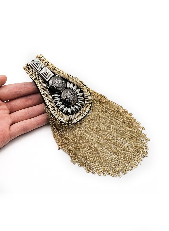 دبوس كتف بشرابة معدنية مرصعة بشرابة معدنية مع دبوس - Image 2