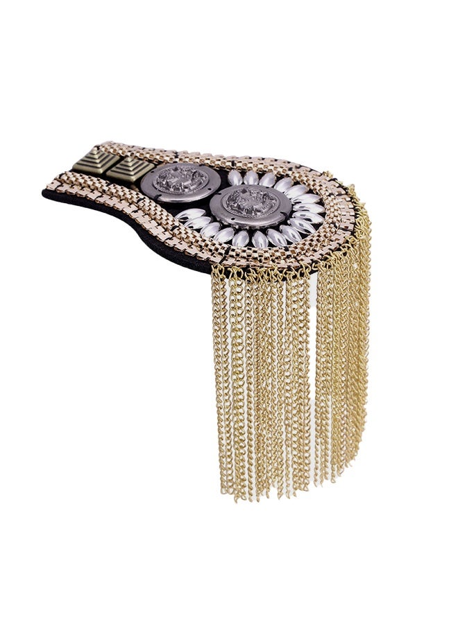 دبوس كتف بشرابة معدنية مرصعة بشرابة معدنية مع دبوس - Image 1