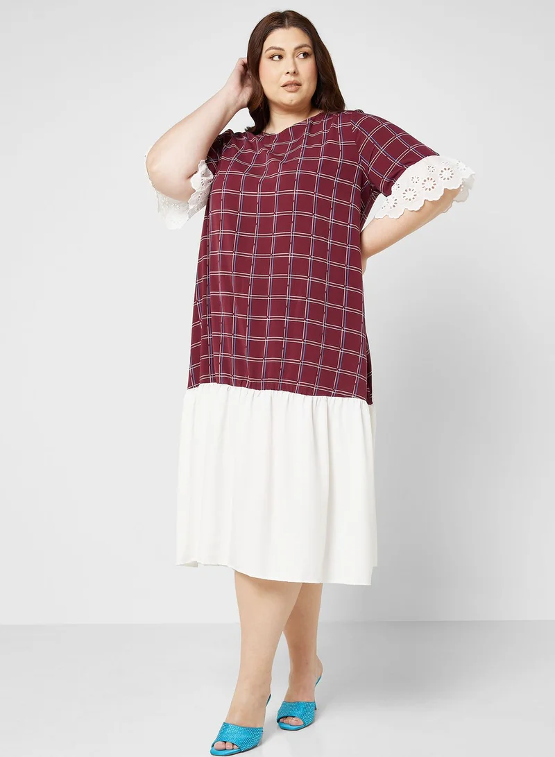Ginger Plus Checkered A-Line Dress