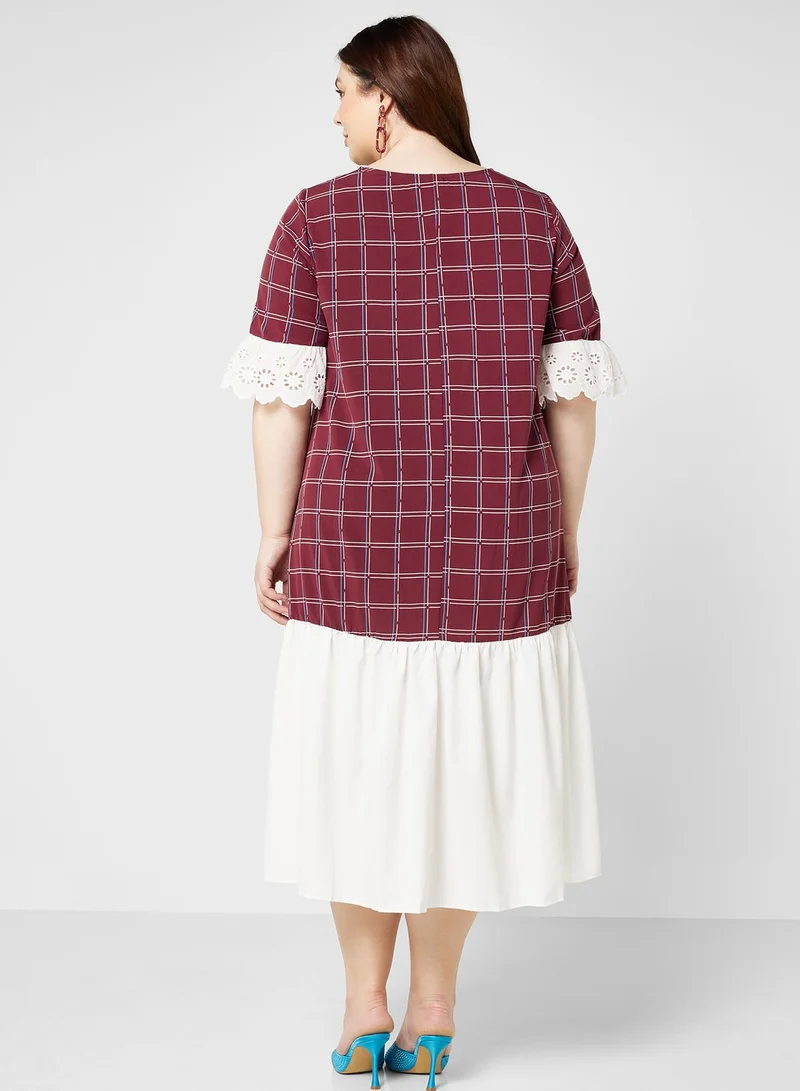 Ginger Plus Checkered A-Line Dress
