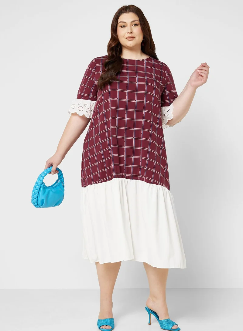 Ginger Plus Checkered A-Line Dress