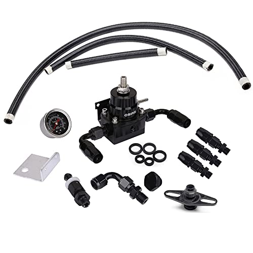 OSIAS طقم منظم ضغط الوقود الألمنيوم القابل للتعديل العالمي OSIAS + مقياس ضغط 160 Psi AN6-6AN لخط الوقود، موصلات خرطوم - Image 1