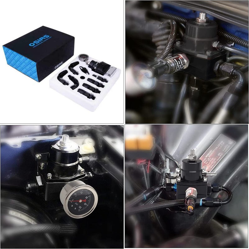 OSIAS طقم منظم ضغط الوقود الألمنيوم القابل للتعديل العالمي OSIAS + مقياس ضغط 160 Psi AN6-6AN لخط الوقود، موصلات خرطوم - Image 2