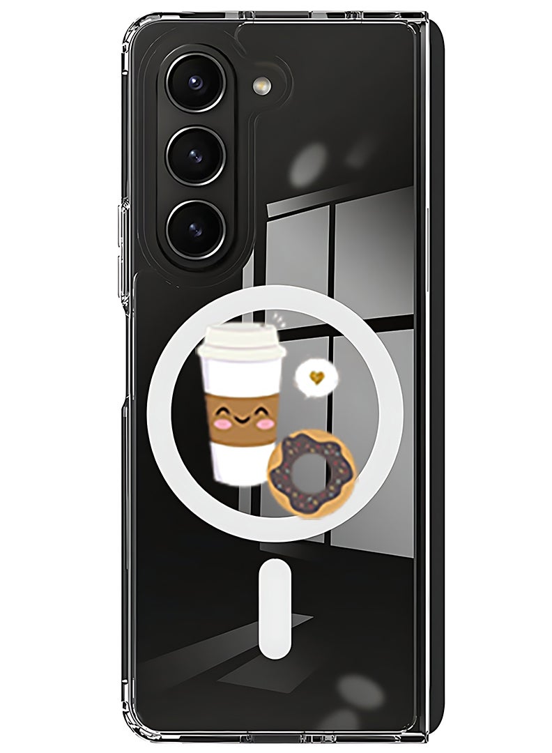 Theodor Magnetic Case for Samsung Galaxy Z Fold 5 Compatible with MagSafe Wireless Charging, Shockproof Phone Bumper Cover Coffee  - Image 1