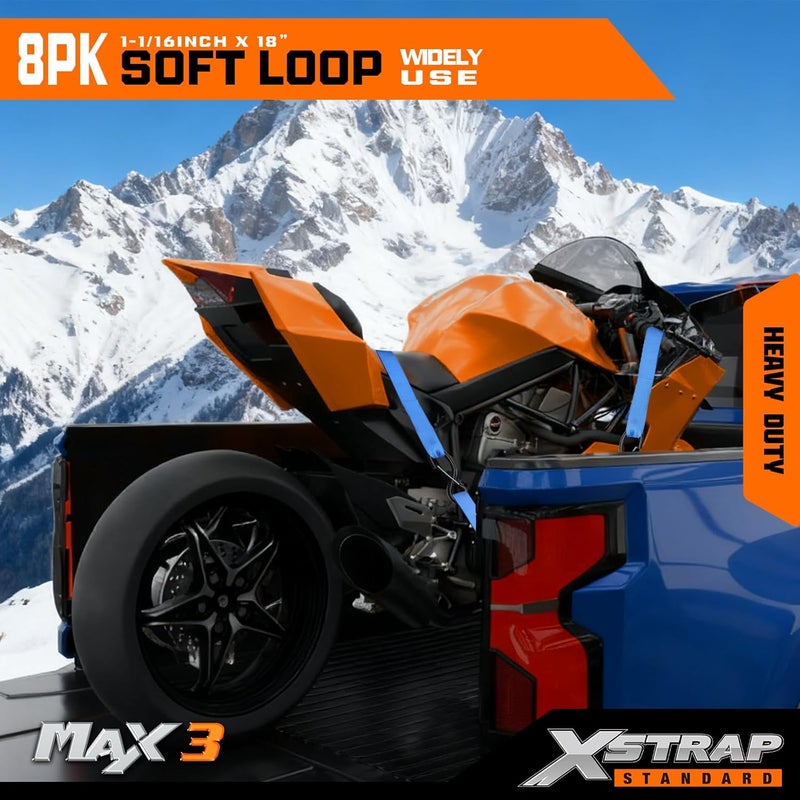 XSTRAP STANDARD حزام ذو حلقة ناعمة للربط – 8 حزامات في العبوة، المواصفات: - الطول: 18 بوصة + 1/16 بوصة - العرض: 1/16 بوصة - قوة الكسر: 3600 رطل - اللون: أزرق - Image 2