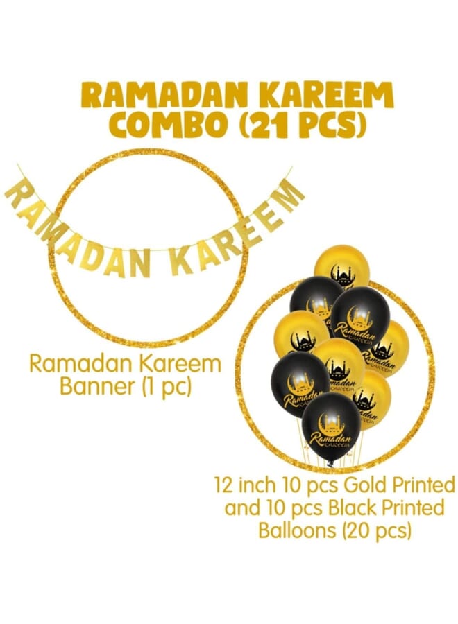 Party Time Ramadan Mubarak Pack Of 21 Pieces Balloons For Ramadan Kareem Decoration - Image 2