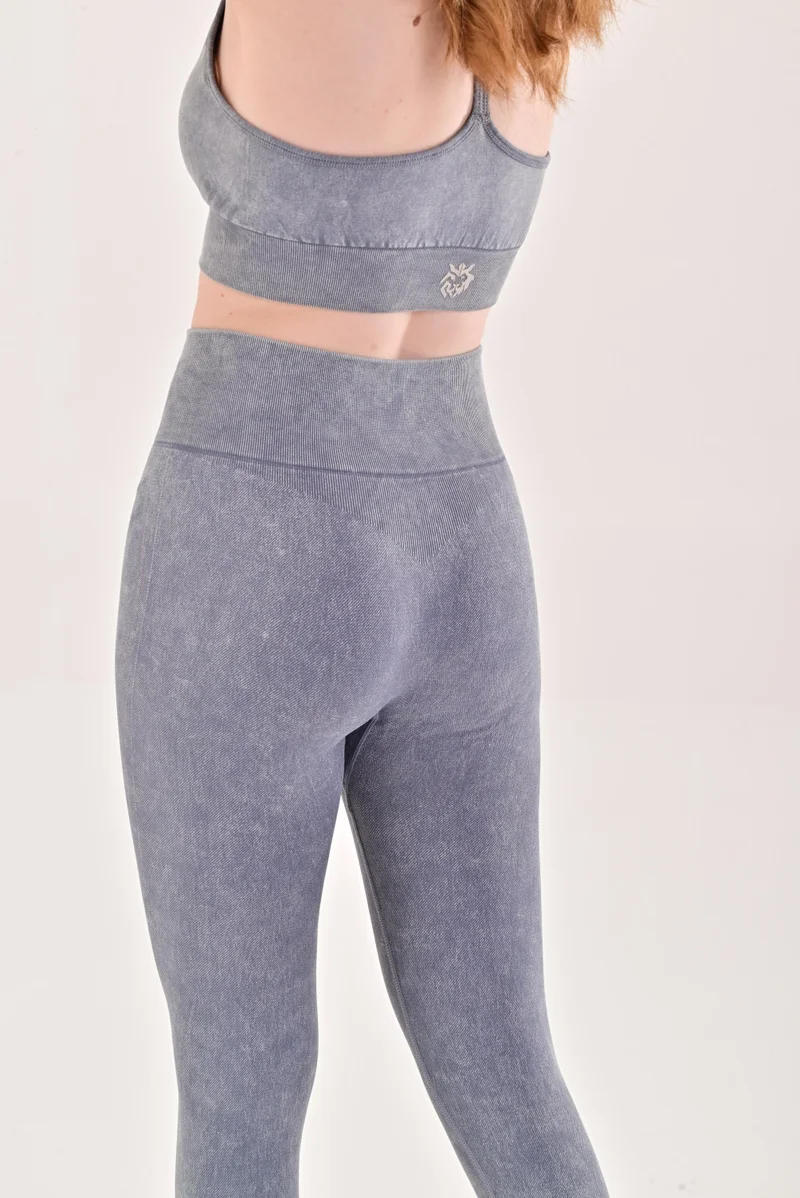 Esso5  Stonewash High Rise Leggings for Women | Best Price UAE