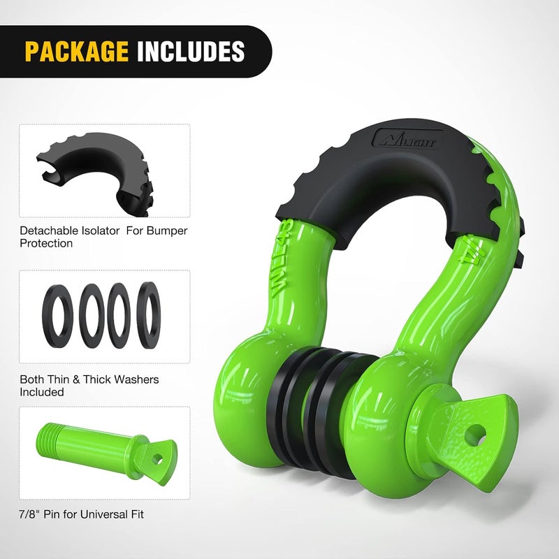 Nilight 2 Pack 3/4" D-Ring Shackle with 7/8" Screw Pin 41,887lbs Break Strength, Heavy Duty Off Road Recovery Shackle with Isolators Washers for Use with Tow Strap, Winch, Off-Road Jeep Truck Vehicle - Image 3