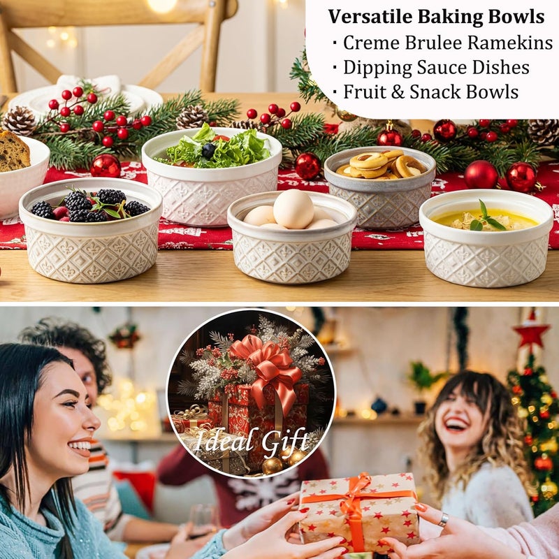 MISSYSSIM 16 oz Creme Brulee Ramekins Oven Safe, Small Souffle Ramekin with lid, Mini Porcelain Ramekins Set with Covers, Small Ceramic Baking Dish Set of 4 - Image 4