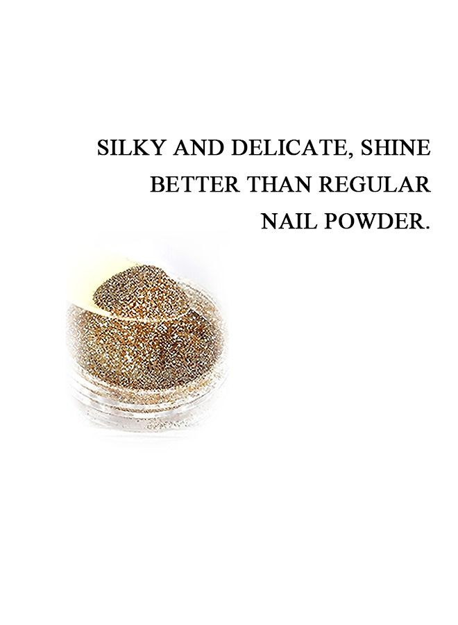 Crystal Diamond Nail Powder, Holographic Nail Glitter Nail Art Decorations Shining Flakes Powder, Mirror Effect Nail Glitter (Golden) - Image 4