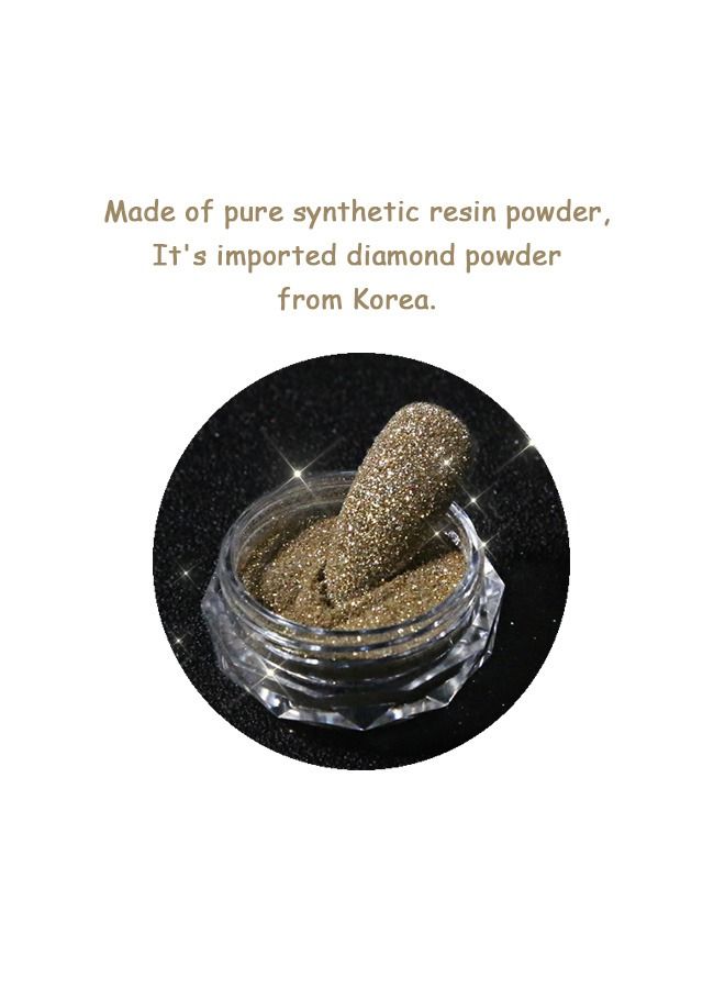 Crystal Diamond Nail Powder, Holographic Nail Glitter Nail Art Decorations Shining Flakes Powder, Mirror Effect Nail Glitter (Golden) - Image 5