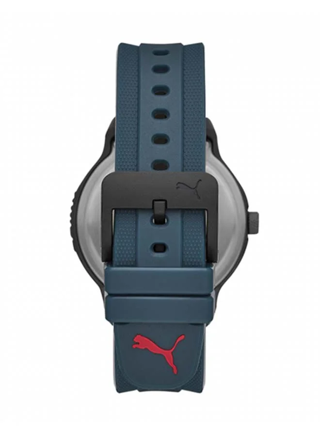 بوما Men's Analog Quartz Watch With Grey Blue Silicone Strap 5 ATM - PU P5023