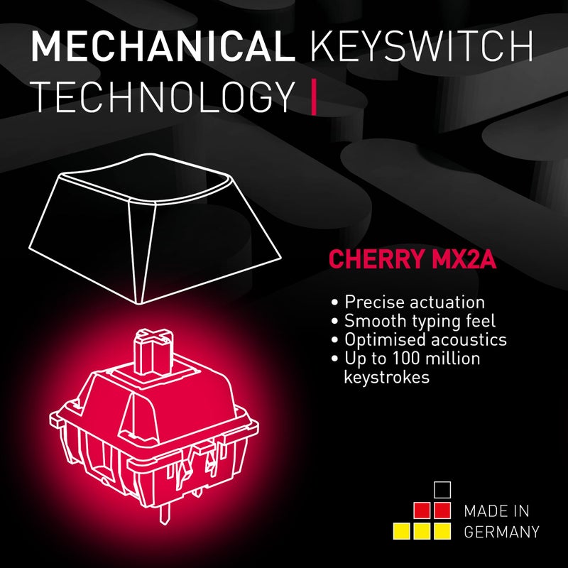 Cherry MX 3.0S, Wired Mechanical Gaming Keyboard, Robust Aluminum Housing, RGB-Lighting, Full Key Rollover, Anti Ghosting, MX2A Silent RED Switches, Black - Image 3