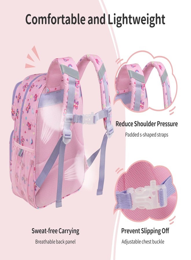 BrainyBees Kids Backpack for Boys Girls - 15 Inch Preschool Kindergarten Backpack for Kids Aged 4 to 7, A Pink Butterfly, 15 Inch, 2 Front Pockets - Image 4