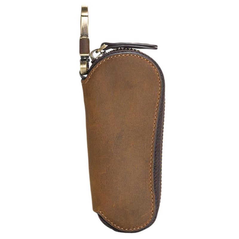 Genuine Leather Key Case For Car Keys With Zipper And Hanging Buckle Portable Durable Storage - Image 2