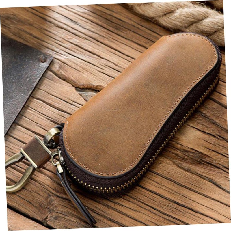 Genuine Leather Key Case For Car Keys With Zipper And Hanging Buckle Portable Durable Storage - Image 5
