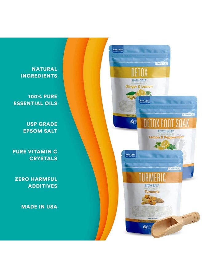 Better Bath Better Body Detox Bath Bundle (3Pack) Detox Bath Soak 2Lbs Detox Foot Soak 2Lbs Turmeric Bath Soak 2Lbs Usp Grade Epsom Salt Pure Essential Oils Plus Vitamin C Crystals (3Pack)  - Image 2