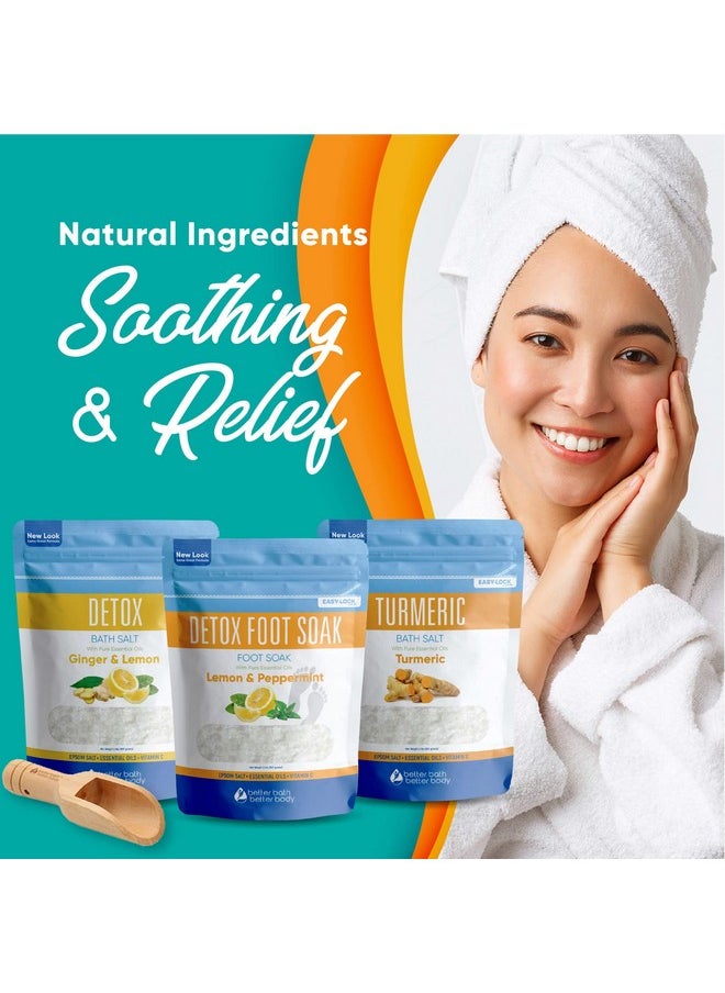 Better Bath Better Body Detox Bath Bundle (3Pack) Detox Bath Soak 2Lbs Detox Foot Soak 2Lbs Turmeric Bath Soak 2Lbs Usp Grade Epsom Salt Pure Essential Oils Plus Vitamin C Crystals (3Pack)  - Image 4