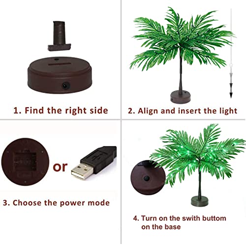 Elnsivo Luau Party Decorations Palm Tree with Lights, Lighted Palm Tree for Table Decor 23In Artificial Light Up Trees Green Table Centerpieces for Tropical Hawaiian Party Tiki Bar Home Summer Decor - Image 5