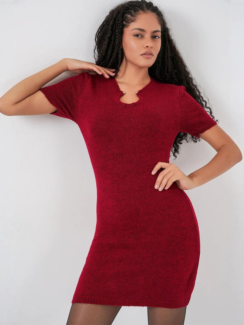 BIG DART BDART Accessory Detail Bodycon Mini Knitwear Dress - Image 3