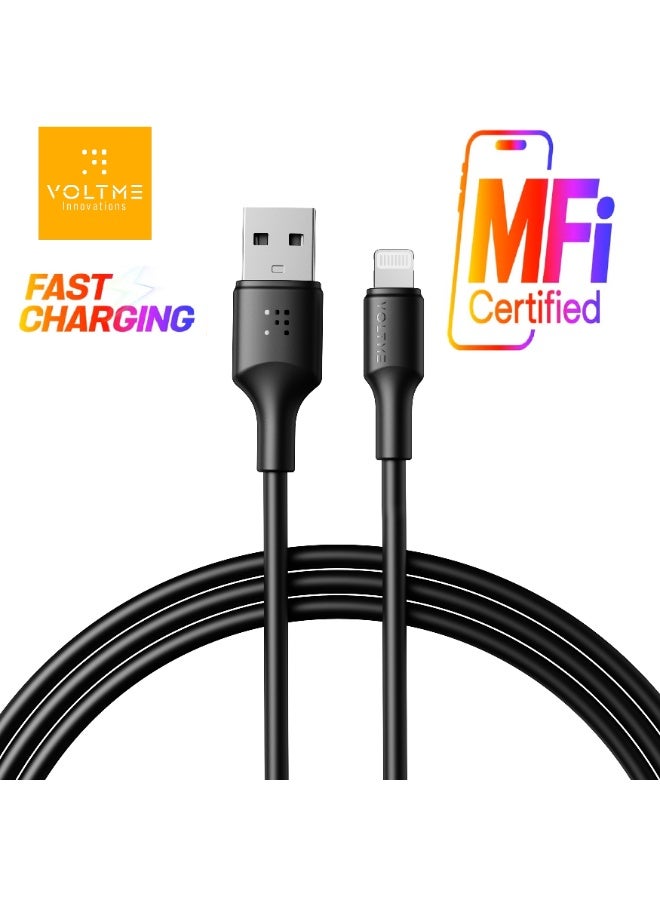 iPhone Charger Cable (2m) 2.4A, Lightning Cable for Fast Charging and High-Speed Data Transfer, USB Cable Compatible with iPhone 14/14 Pro/14 Plus/14 Pro Max, 13/12/11/10/9/8/7 Plus, iPad, AirPods - Black
