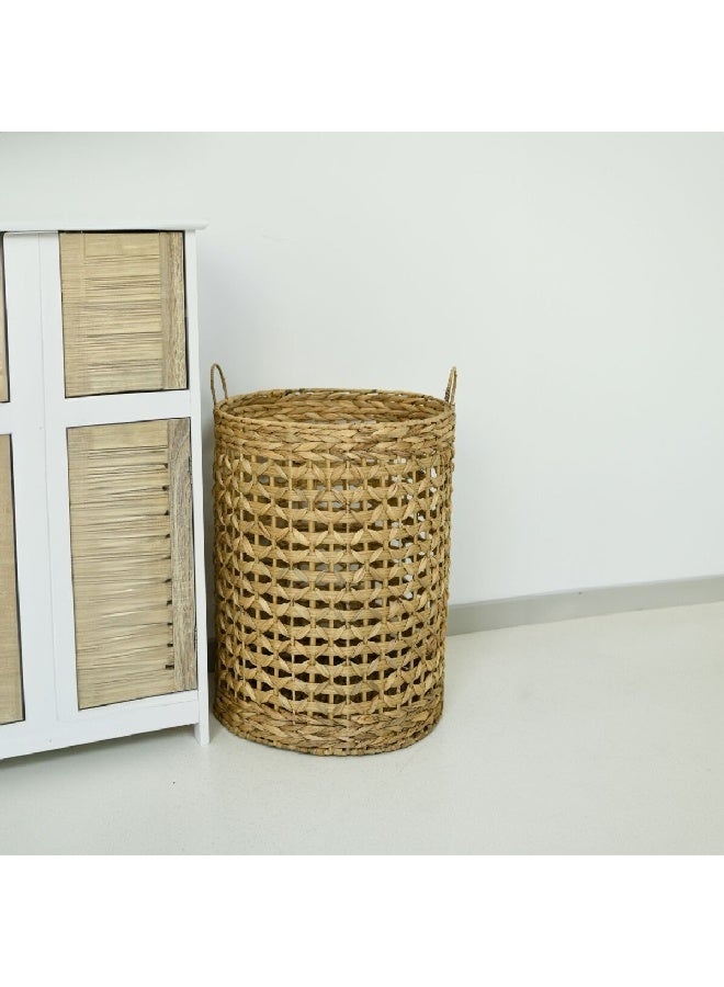 HoneyBee Cylindrical Portable Bamboo Laundry Basket with Handle Brown 60 x 40 x 40 cm SSB0123A-A - Image 4
