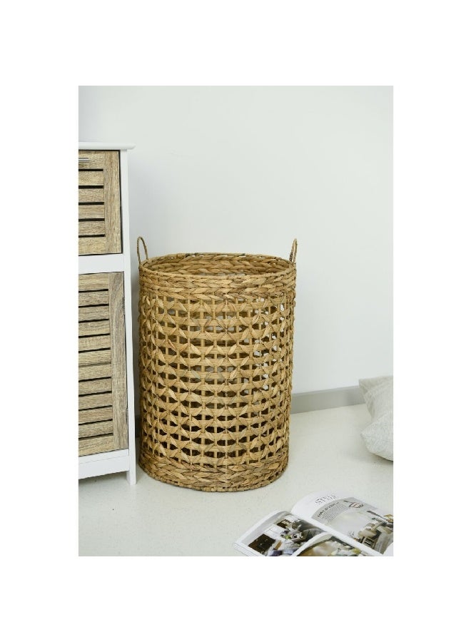 HoneyBee Cylindrical Portable Bamboo Laundry Basket with Handle Brown 60 x 40 x 40 cm SSB0123A-A - Image 3