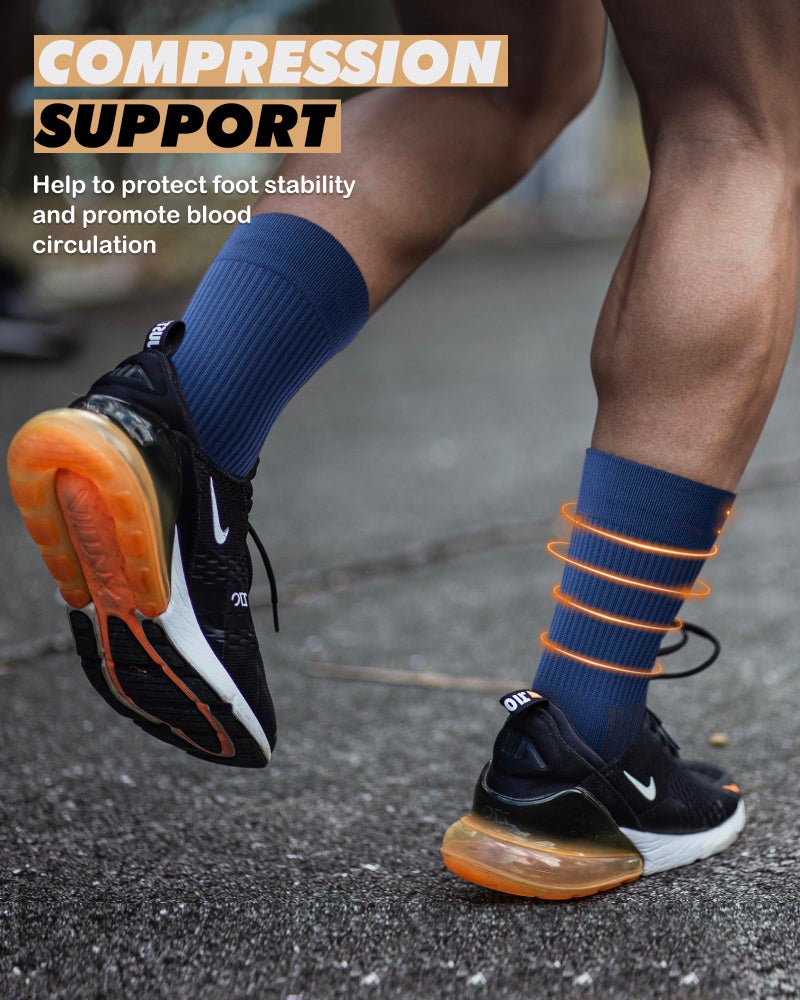 PAPLUS 3 Pairs Running Compression Socks for Men & Women, Atheltic Crew Socks with Cushion, Arch Support for Hiking, Cycling - Image 5