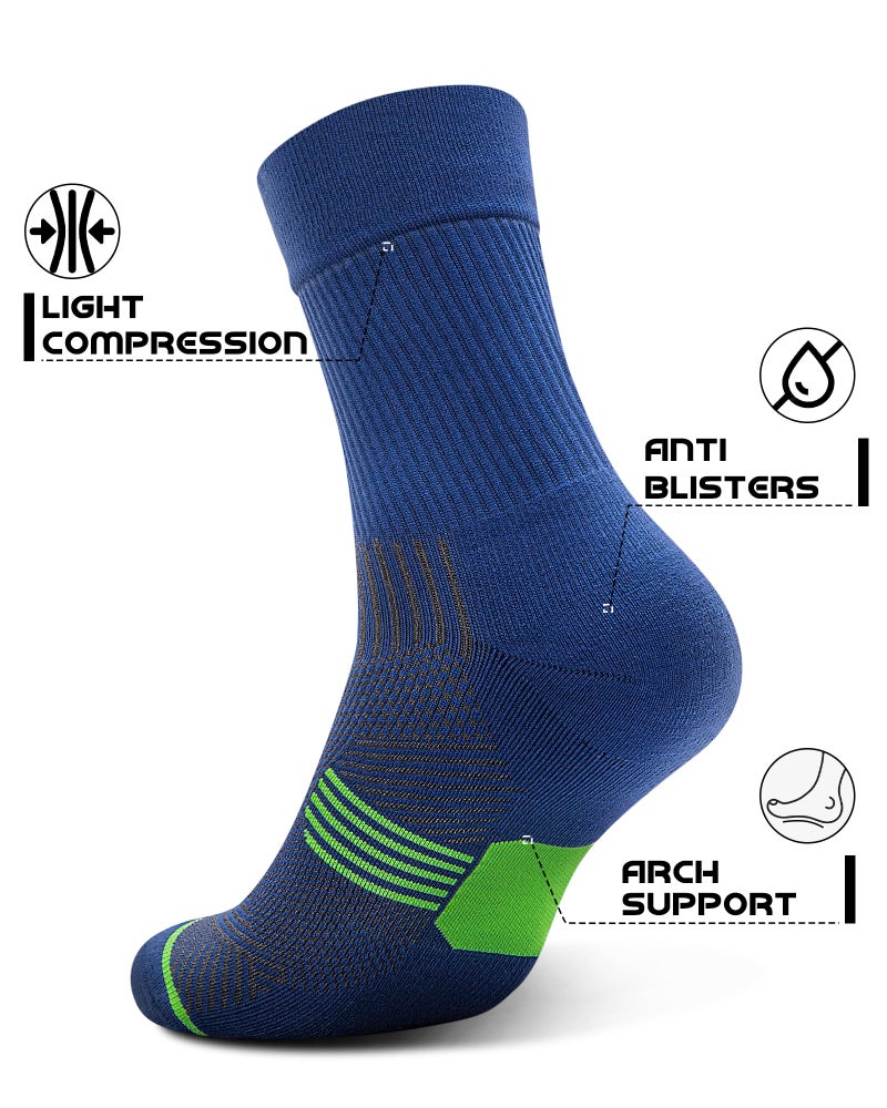 PAPLUS 3 Pairs Running Compression Socks for Men & Women, Atheltic Crew Socks with Cushion, Arch Support for Hiking, Cycling - Image 4