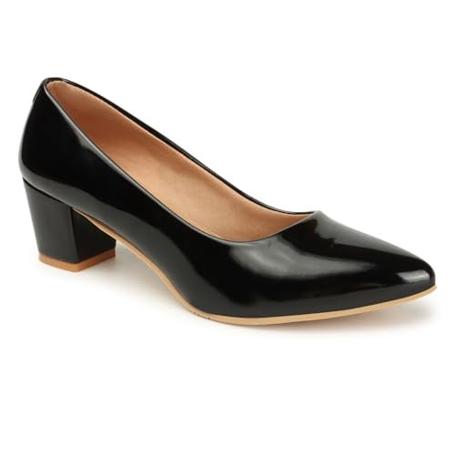 Denill Women Synthetic Pump Block Heel Uk- 8, Black - Image 5