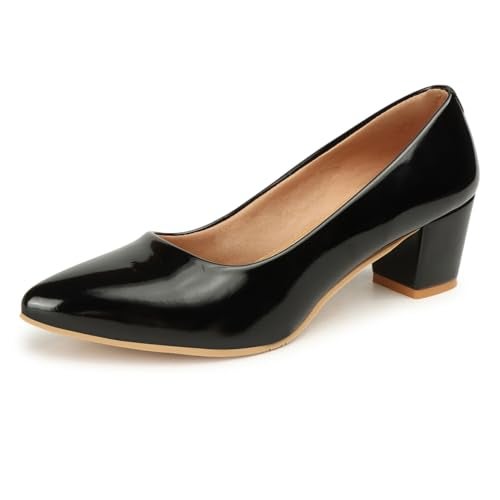 Denill Women Synthetic Pump Block Heel Uk- 8, Black - Image 1
