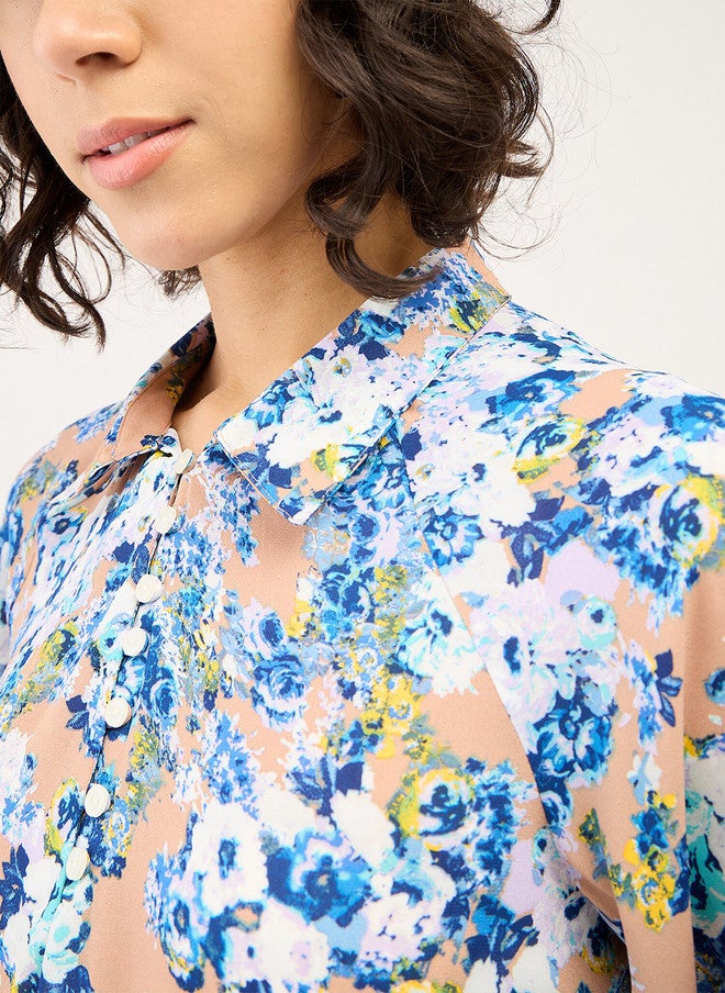 SALT ATTIRE Floral Printed Puff Sleeves Shirt Style Top - Image 3