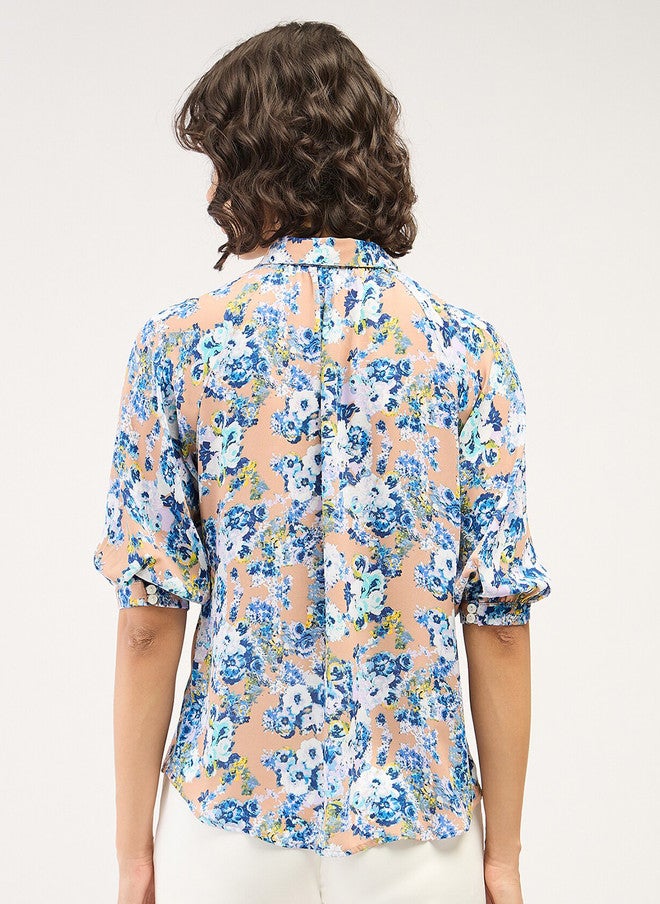 SALT ATTIRE Floral Printed Puff Sleeves Shirt Style Top - Image 5