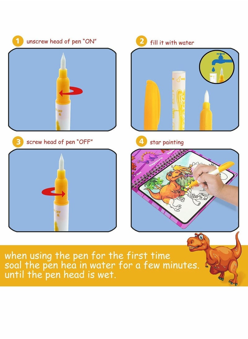 Y&D Graffiti Book Water Picture Album Children's Drawing Board, Reusable Reveal Activity Books for Kid, Doodle Game Girl & Boy 3-5 Year Old (Dinosaur Animal)  - Image 3