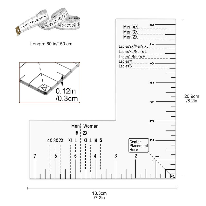EEEKit 10-Piece Vinyl Alignment Ruler Set for T-Shirt Heat Press Printing - Image 3