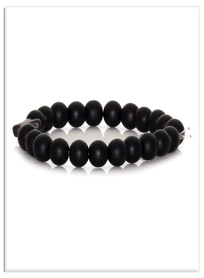 Xusamss Fashion Cross Bracelet 8MM Matte Agate Bead Elastic Bracelet - Image 3