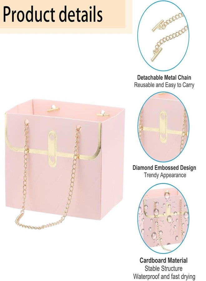 ZFCZR 10 Pcs Paper Flower Bags and 12Pcs 3D Gold Butterfly Decor-Flower Gift Boxes Sets, Bouquet Bags for Arrangements Wedding Valentine's Mother's Day Birthday Pink - Image 3