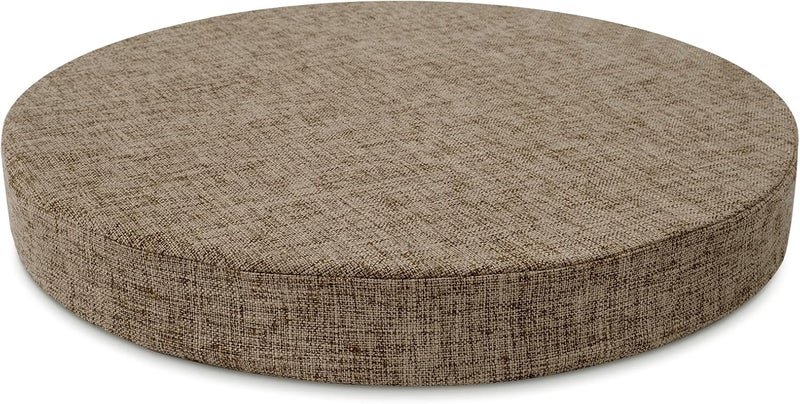 Tromlycs Round Chair Seat Cushion Pad 16 inch for Circle Stool Chairs Non Slip Decorative Foam Cushion Pillow, 1 Piece, 16 x 16 inches, Nature Linen - Image 1