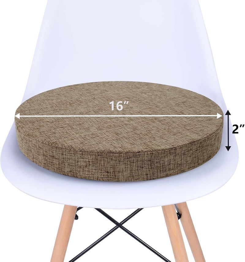Tromlycs Round Chair Seat Cushion Pad 16 inch for Circle Stool Chairs Non Slip Decorative Foam Cushion Pillow, 1 Piece, 16 x 16 inches, Nature Linen - Image 3