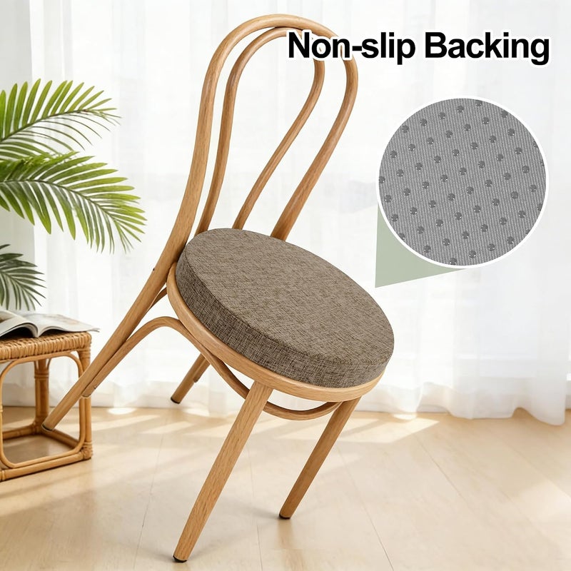 Tromlycs Round Chair Seat Cushion Pad 16 inch for Circle Stool Chairs Non Slip Decorative Foam Cushion Pillow, 1 Piece, 16 x 16 inches, Nature Linen - Image 5