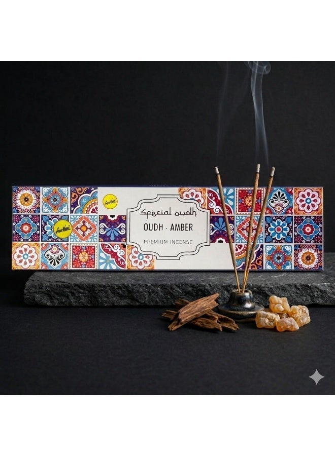 Sree Vani Sreevani Premium Oudh Amber Incense Sticks (Pack of 3) – Natural Oud Amber, Long-Lasting 23cm Sticks, 50g Each  – Luxury Arabic Home & Office Agarbatti - Image 3