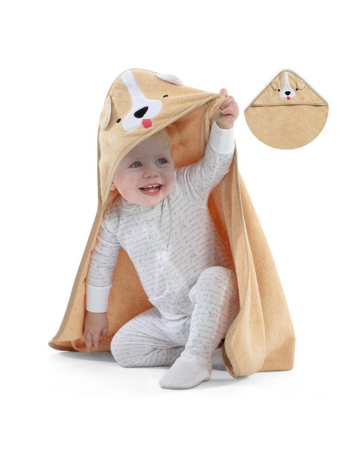 Delta Children Baby/Infant Hooded Bath Towel - Super Soft and Absorbent- Newborn Essential - Ideal Baby Registry/Shower Gift for Boys and Girls, Tan Dog - Image 1