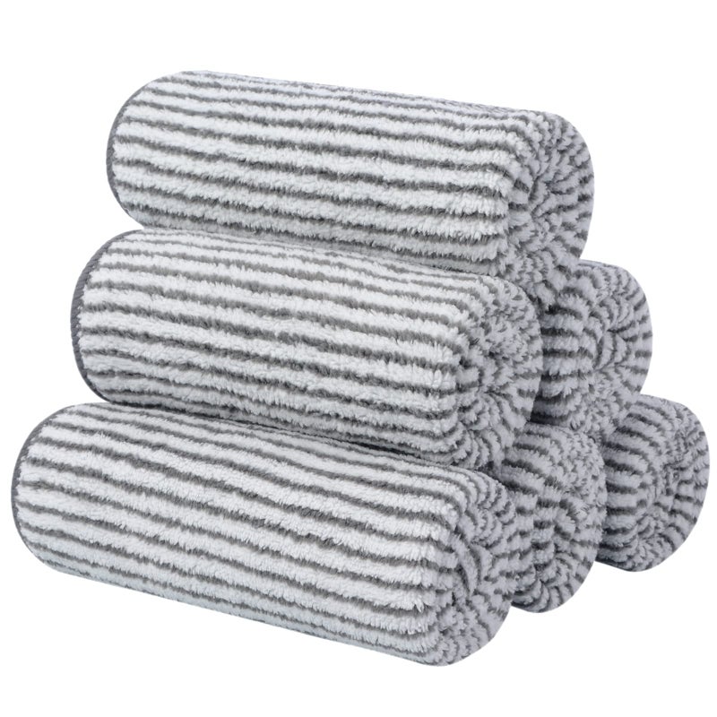 SINLAND Microfiber Face Towels Ultra Soft Facial Washcloths Face Cloth for Bath 12Inch x 12Inch 6 Pack Stripe