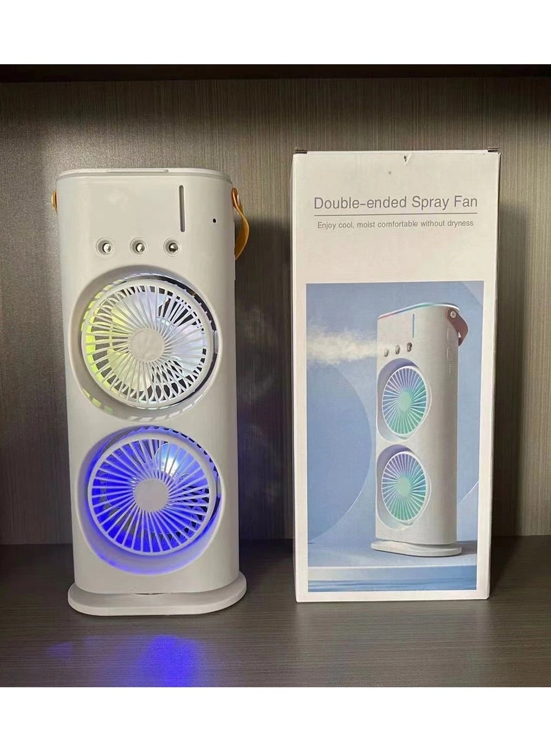 Hot Selling USB Rechargeable Cooling Cooler Portable Air Conditioner with Colorful Lights Three Hole Rotary Double Ended Spray Fan - Image 2