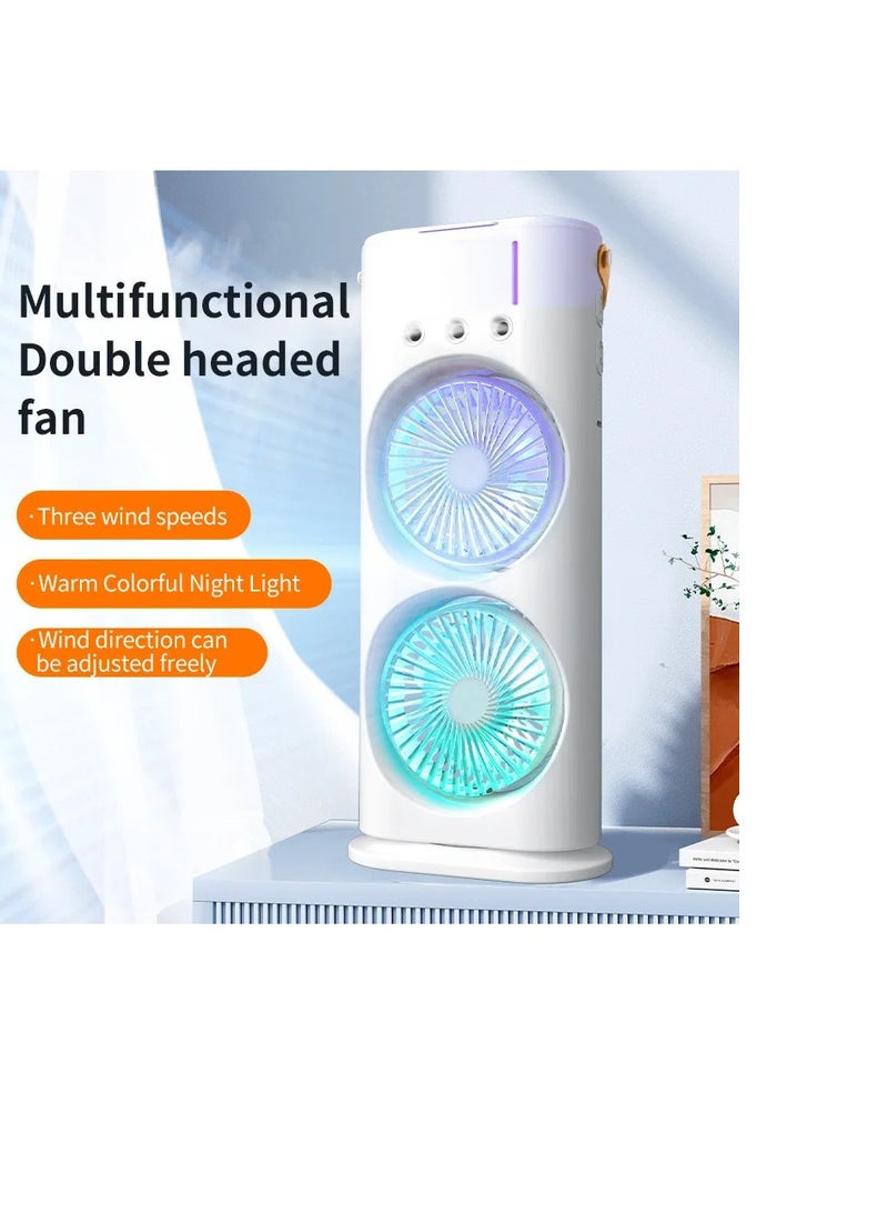 Hot Selling USB Rechargeable Cooling Cooler Portable Air Conditioner with Colorful Lights Three Hole Rotary Double Ended Spray Fan - Image 3