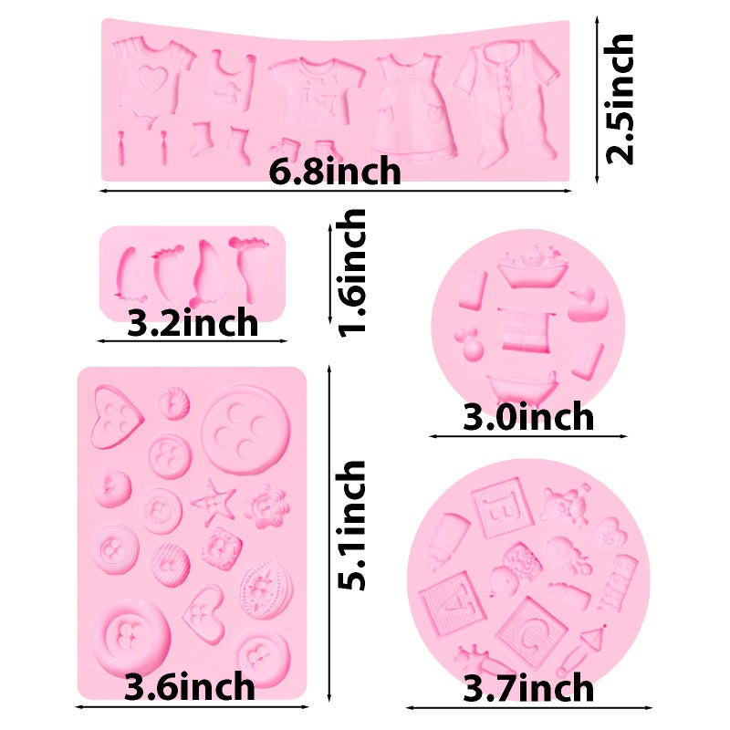 Xcake Lcook Baby Chocolate Silicone Mold for Baby Shower  Button Shape Baby Feet Fondant Mold for Cake Decoration Cupcake Topper Candy Sugar Craft Gum Paste Resin Clay - Image 2