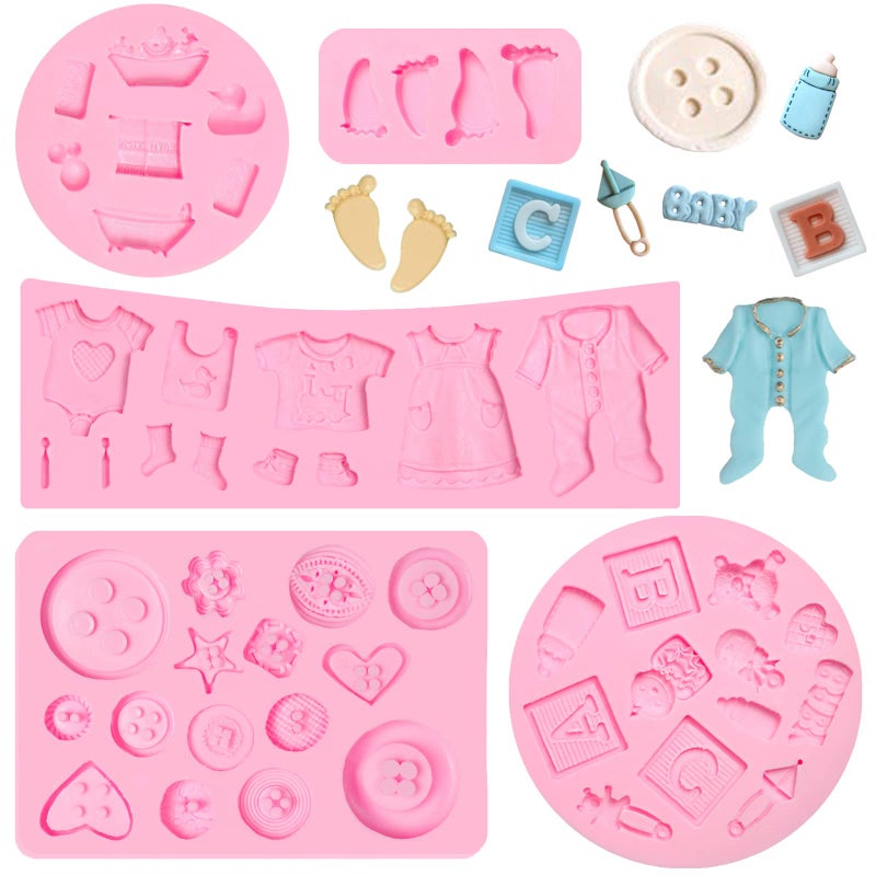 Xcake Lcook Baby Chocolate Silicone Mold for Baby Shower  Button Shape Baby Feet Fondant Mold for Cake Decoration Cupcake Topper Candy Sugar Craft Gum Paste Resin Clay - Image 1